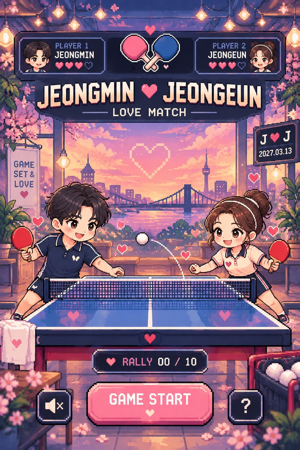 최초 원본 JEONGMIN ♥ JEONGEUN LOVE MATCH 픽셀아트